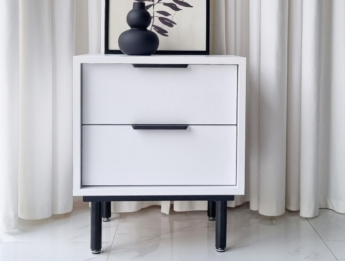 Table de nuit Cala 45cm Blanc